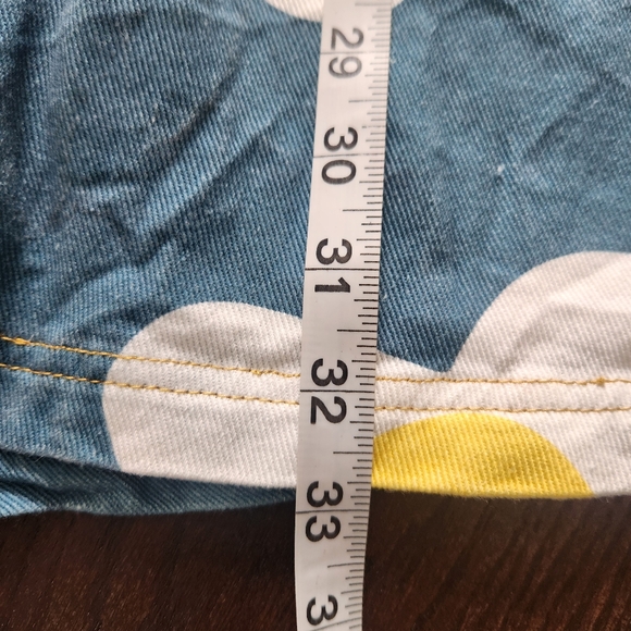 Unique Vintage Blue Denim & Egg Flower Print Fit & Flare Dress Medium (6-8) - Picture 12 of 13